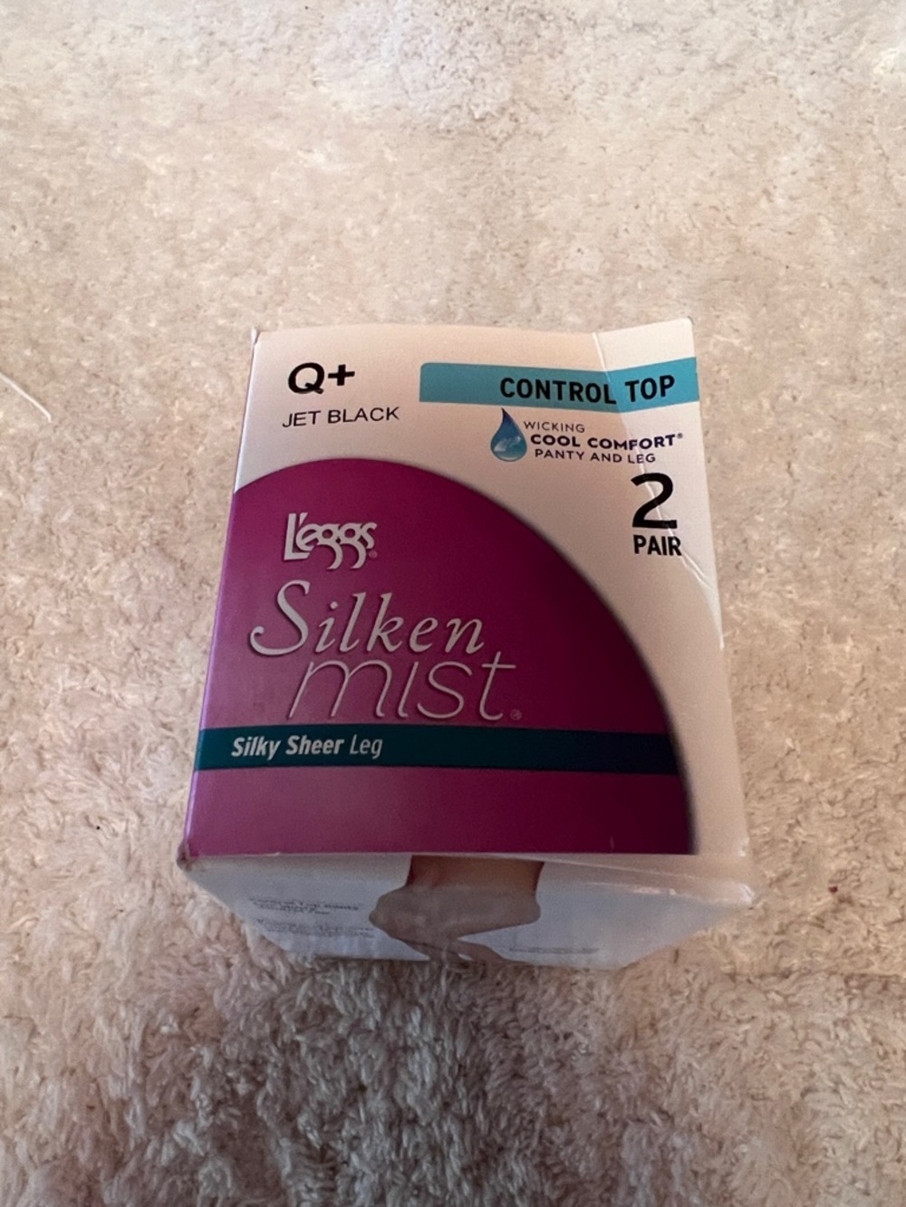 L'eggs Silken Mist Q+ Control Top Hosiery - Jet Black (2 Pair)